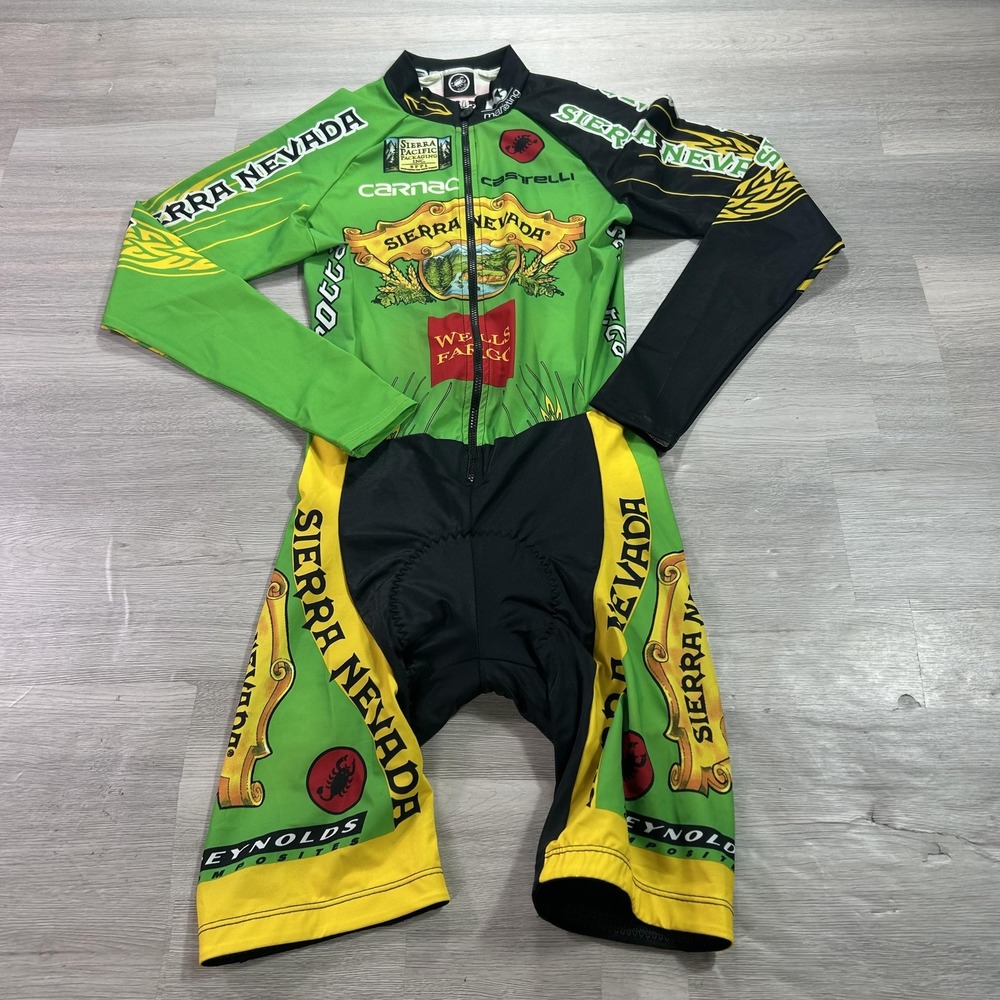 NWOT Castelli Cycling Skinsuit Mens Small Green Padded Sierra Nevada USA